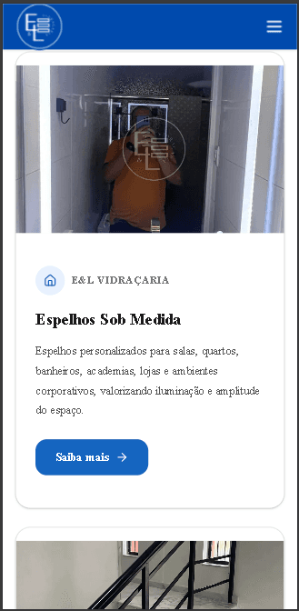 Versão mobile do projeto E & L Vidraçaria
