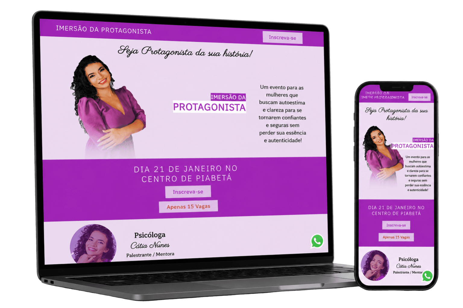 Mockup do projeto Jornada da Protagonista desenvolvido pela BittUp