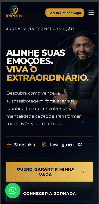 Versão mobile do projeto Jornada da Transformação