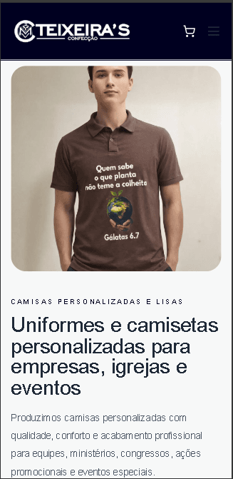 Versão mobile do projeto CM Teixeiras
