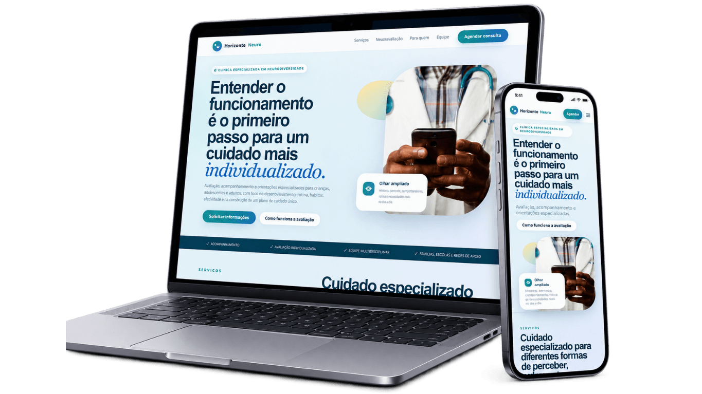 Mockup do projeto Modelo Clínica Neuro — Especializada desenvolvido pela BittUp