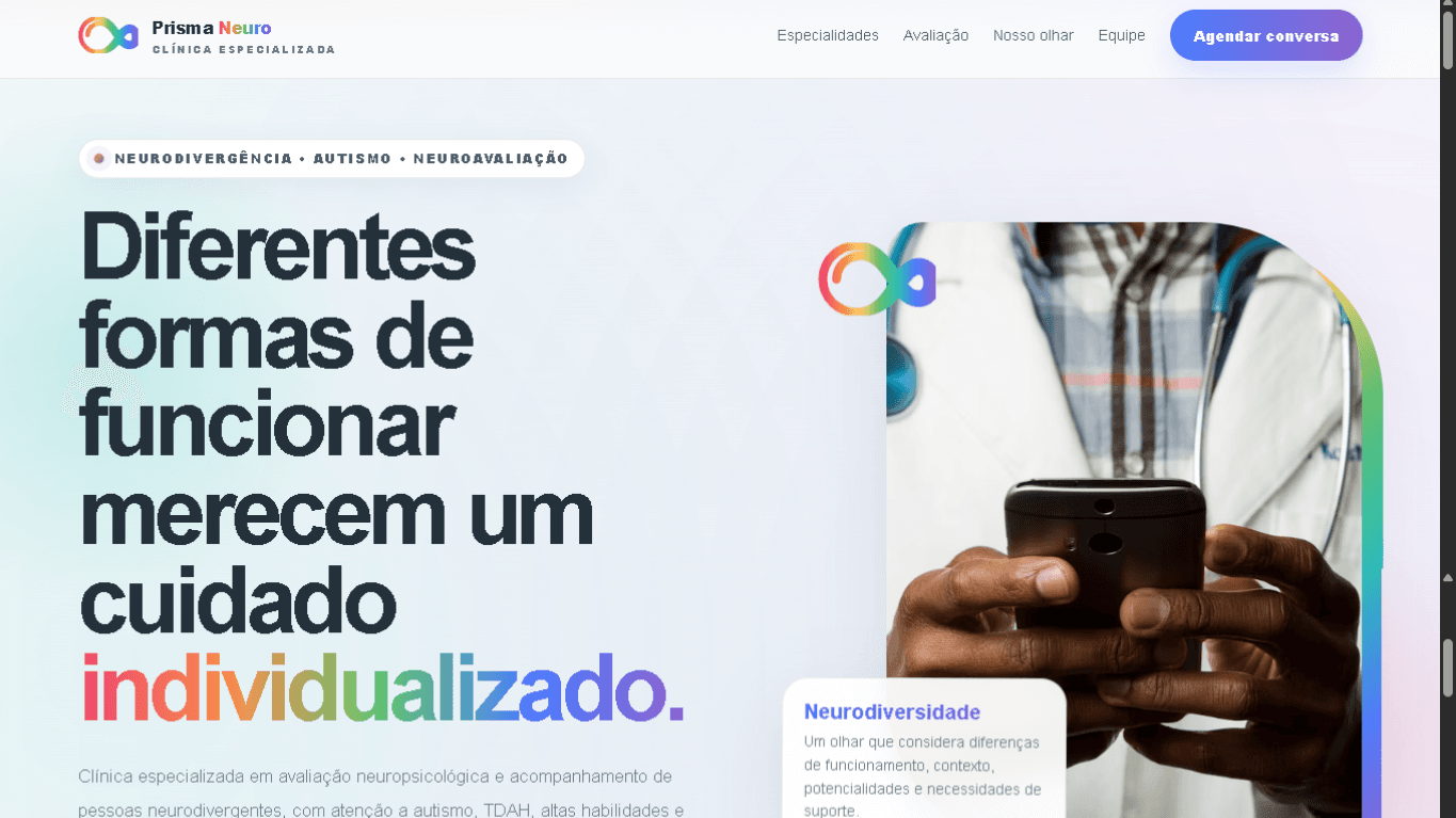 Versão desktop do projeto Modelo Clínica Prisma Neuro