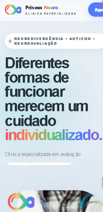 Versão mobile do projeto Modelo Clínica Prisma Neuro