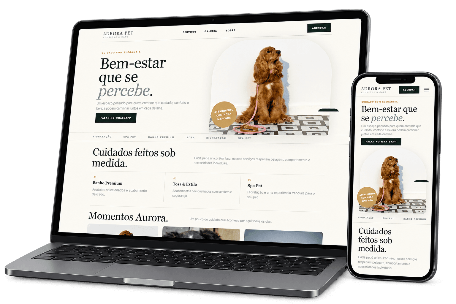 Mockup do projeto Modelo Pet Shop Premium desenvolvido pela BittUp