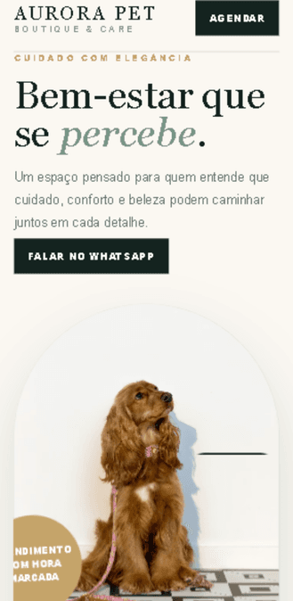 Versão mobile do projeto Modelo Pet Shop Premium