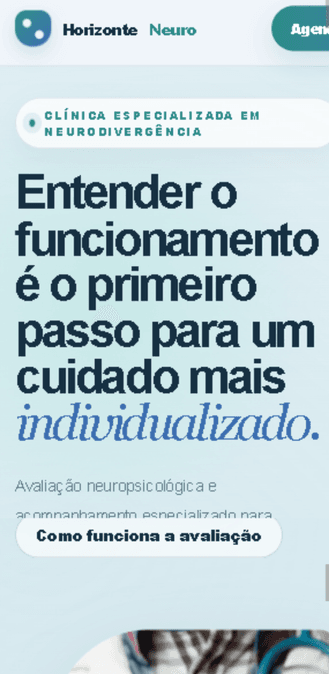 Versão mobile do projeto Modelo Clínica Neuro — Especializada